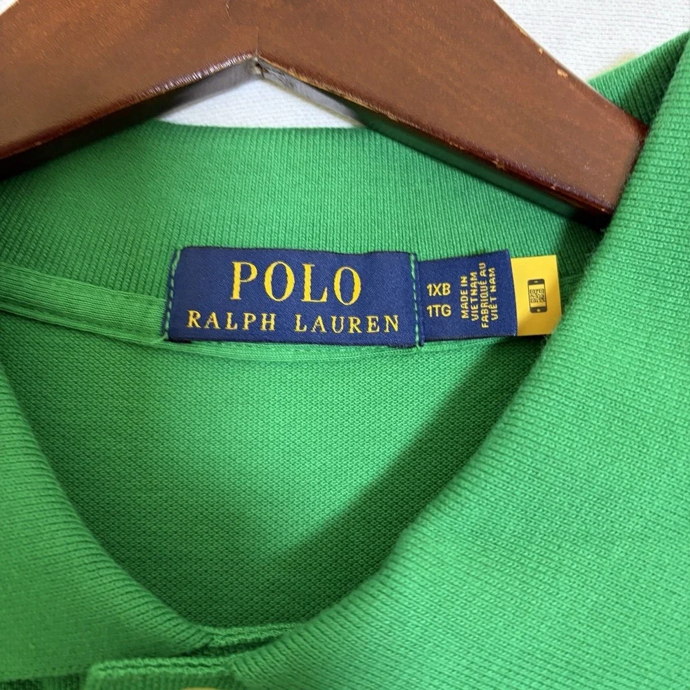 POLO RALPH LAUREN Mens 1XB Big Pony Classic Fit Polo Shirt Green Big Accents